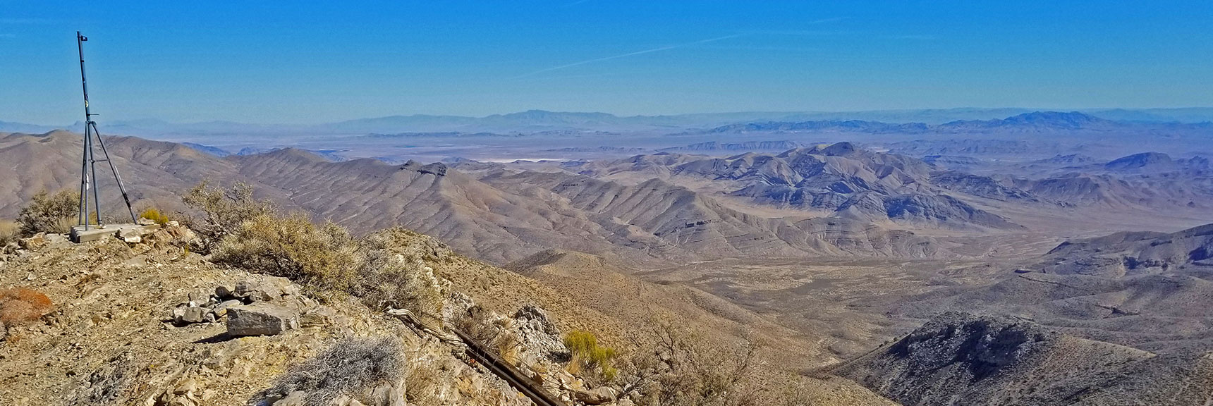 View Southeast of Gass Peak Summit Toward Muddy Mountains and Valley of Fire Area. | Gass Peak Grand Crossing | Desert National Wildlife Refuge to Centennial Hills Las Vegas via Gass Peak Summit by Foot