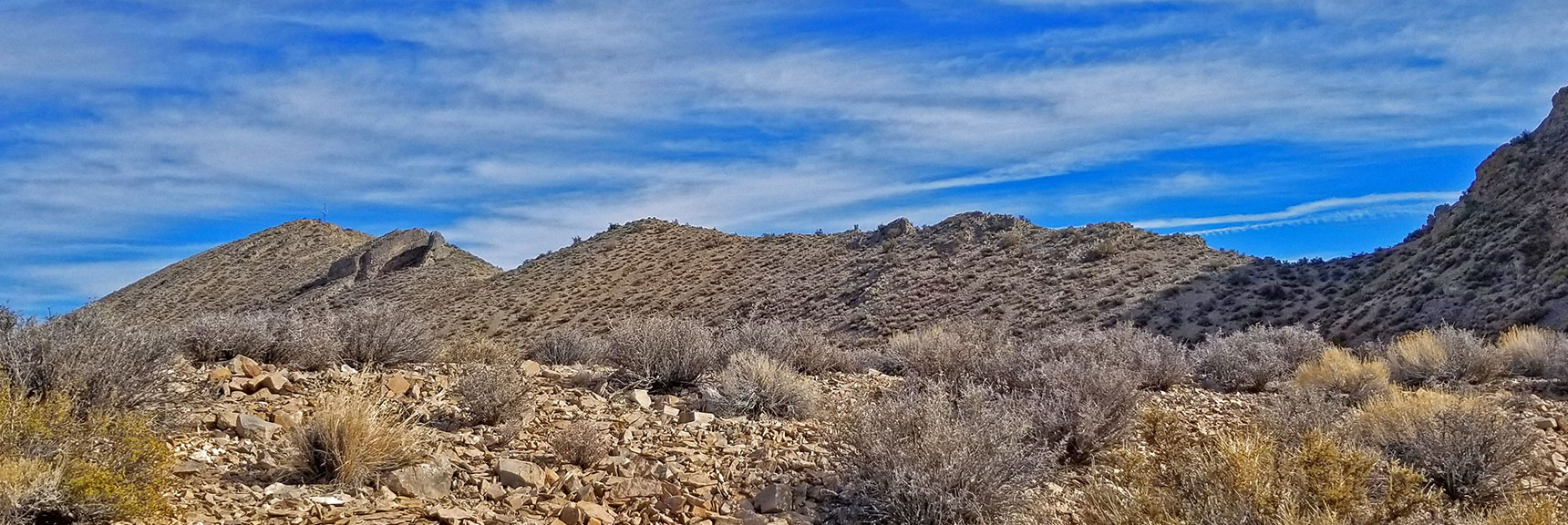 View Back Across the Gass Peak Gauntlet. Route Corrections Needed Every 50-100ft. | Gass Peak Grand Crossing | Desert National Wildlife Refuge to Centennial Hills Las Vegas via Gass Peak Summit by Foot