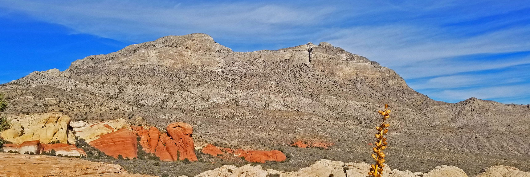 Damsel Peak as Backdrop to Brownstone Basin Jurassic Red Rock | Kraft Mountain, Gateway Canyon Loop, Calico Basin, Nevada