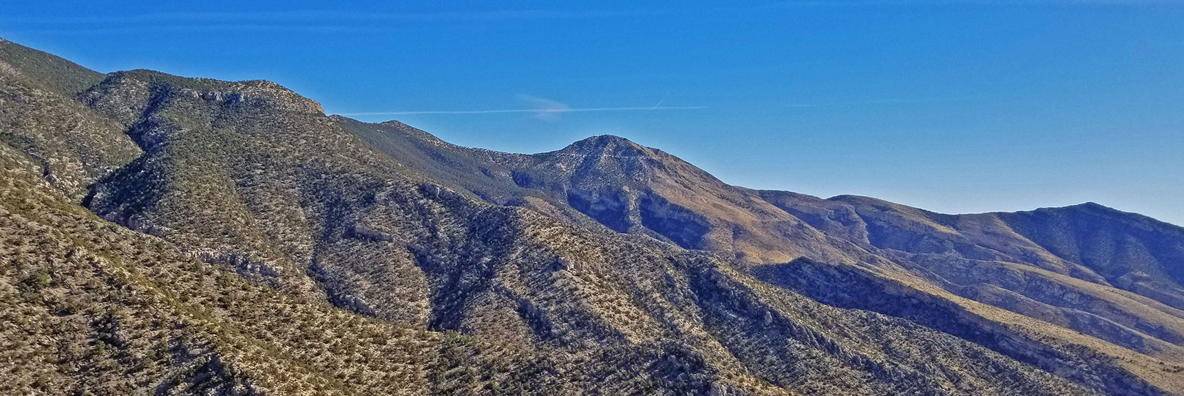 South Summit Viewed from Eastern Edge of 3rd Bluff | Potosi Mt. Summit via Western Cliffs Ridgeline, Spring Mountains, Nevada