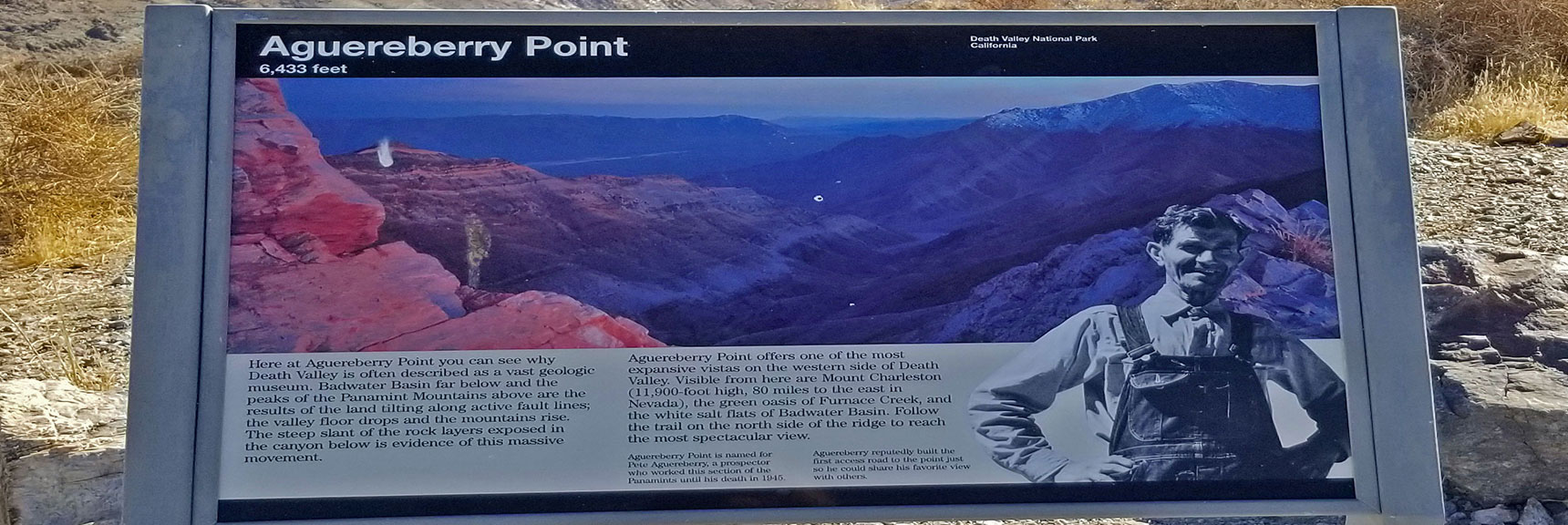 Interpretive Sign at Aguereberry Point | Aguereberry Point | Panamint Mountain Range | Death Valley National Park, California