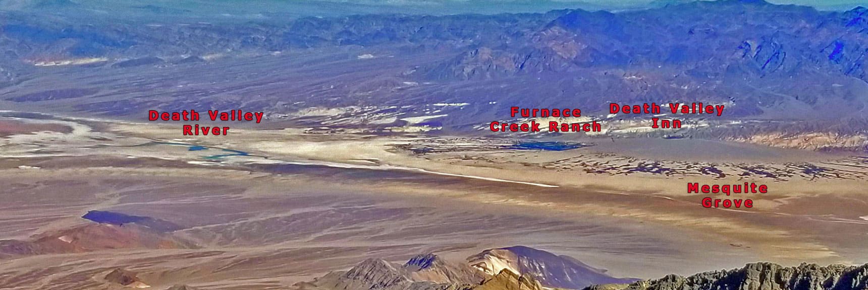Death Valley River, Furnace Creek Ranch, Inn at Death Valley, Mesquite Grove | Aguereberry Point | Panamint Mountain Range | Death Valley National Park, California