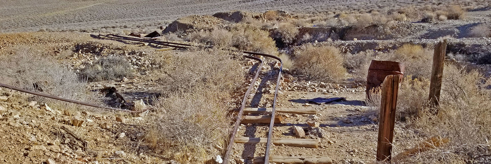 Mining Cart Tracks Emerging from Eureka Mine | Eureka Mine, Harrisburg, Cashier Mill, Death Valley, California