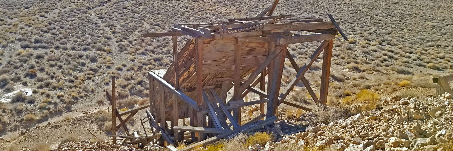 Top Diagonal View of Cashier Mill. Gass Powered Mill Crushed Raw Ore.. | Eureka Mine, Harrisburg, Cashier Mill, Death Valley, California