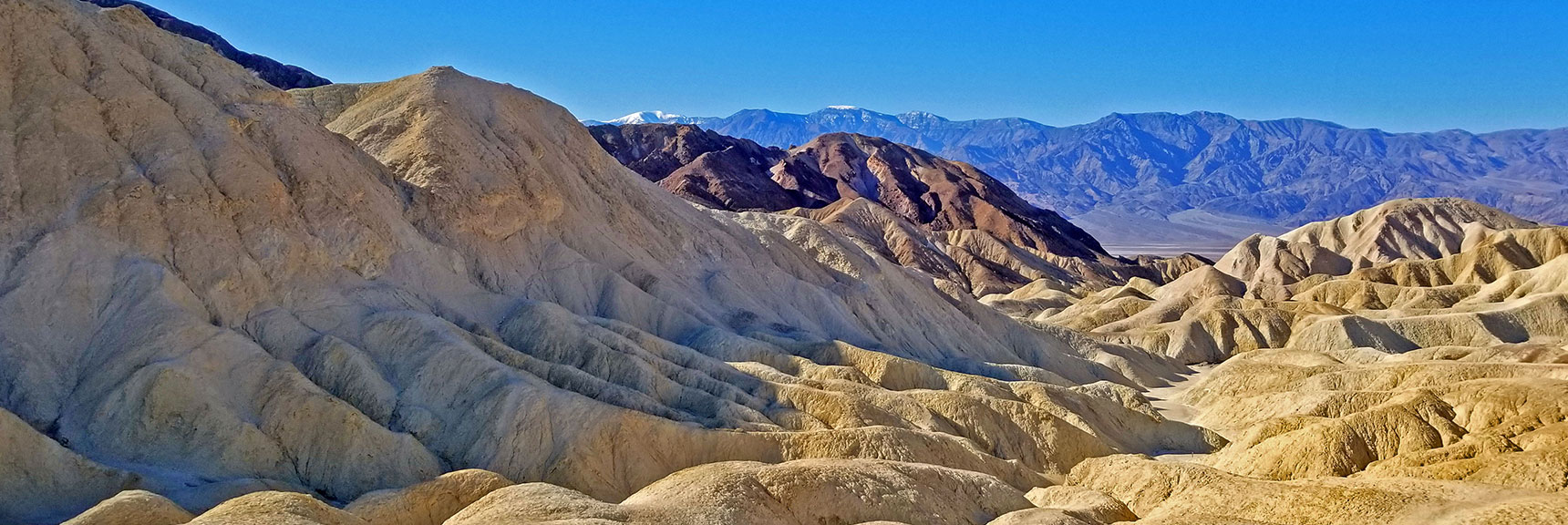 Golden Hills and Panamint Range from Near the Base of Zabriskie Point. | Golden Canyon to Zabriskie Point | Death Valley National Park, California