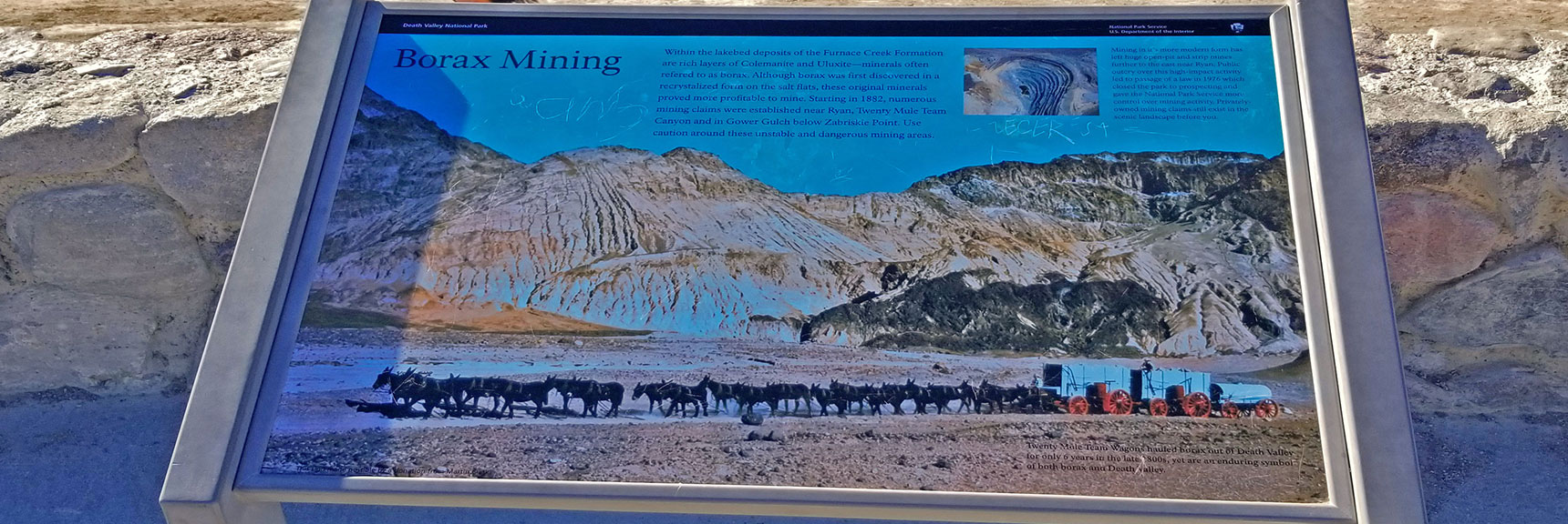 20-Mule Team Interpretive Sign at Zabriskie Point. | Golden Canyon to Zabriskie Point | Death Valley National Park, California