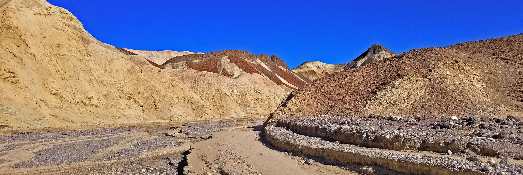 Main Section of Gower Gulch is Wide. Canyon Narrows at Upper and Lower End. | Golden Canyon to Zabriskie Point | Death Valley National Park, California