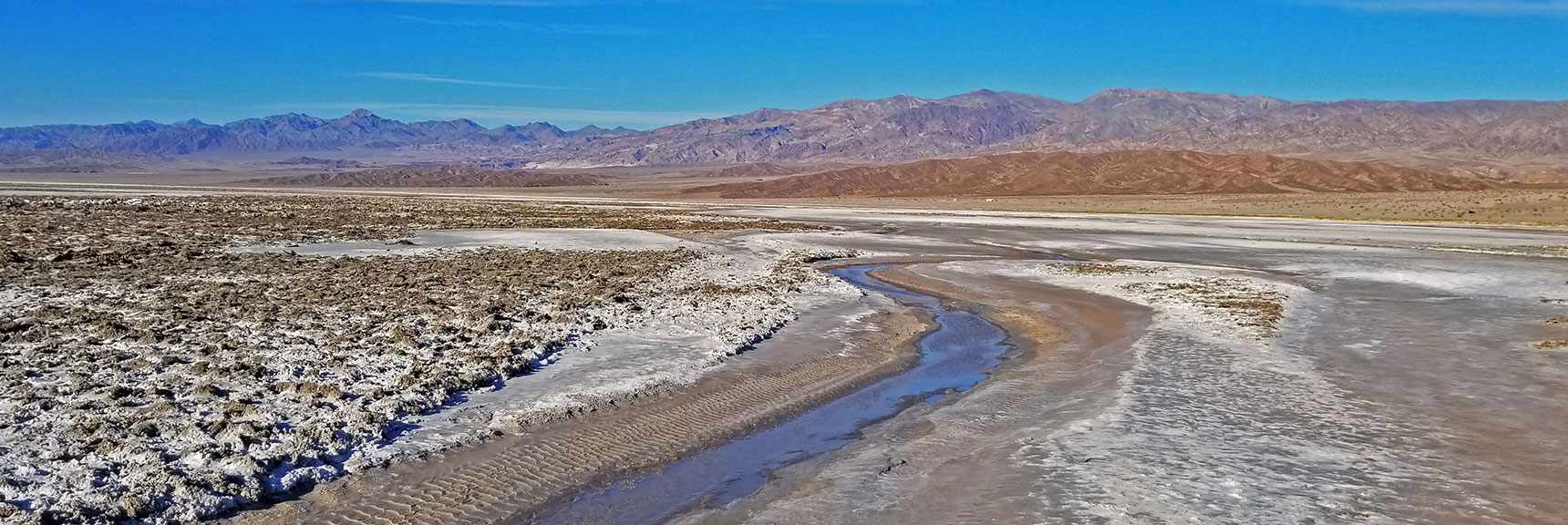 Small Stream Winding Along the Desert Floor. | Return of Lake Manly (Lake in Death Valley) | Death Valley National Park, California