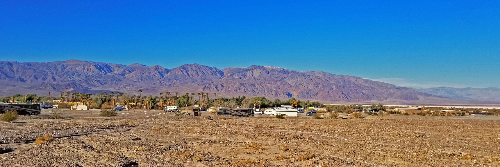 View Back Toward Furnace Creek Ranch, Panamint Range in Background | Tea House & Table Rock Circuit | Furnace Creek | Death Valley National Park, California
