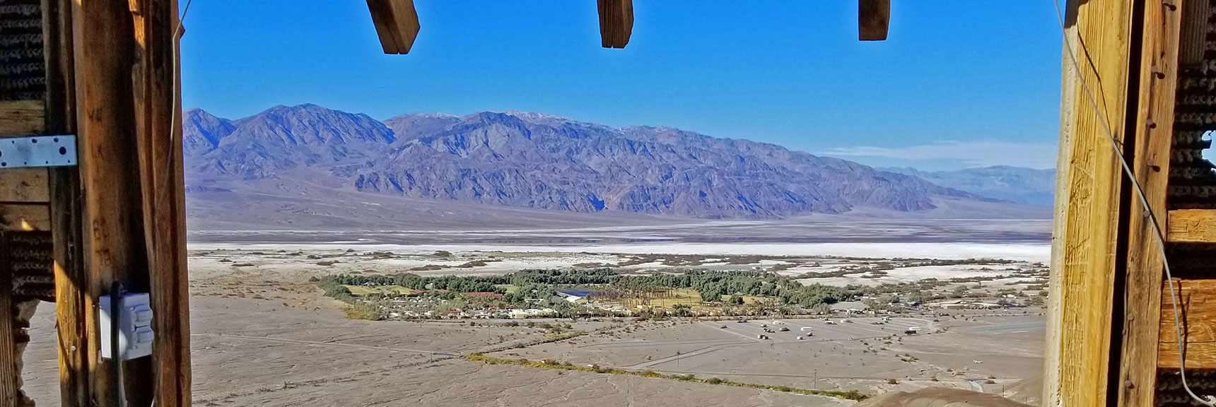 Furnace Creek Ranch and Panamint Mountains Viewed from Within the Tea House | Tea House & Table Rock Circuit | Furnace Creek | Death Valley National Park, California