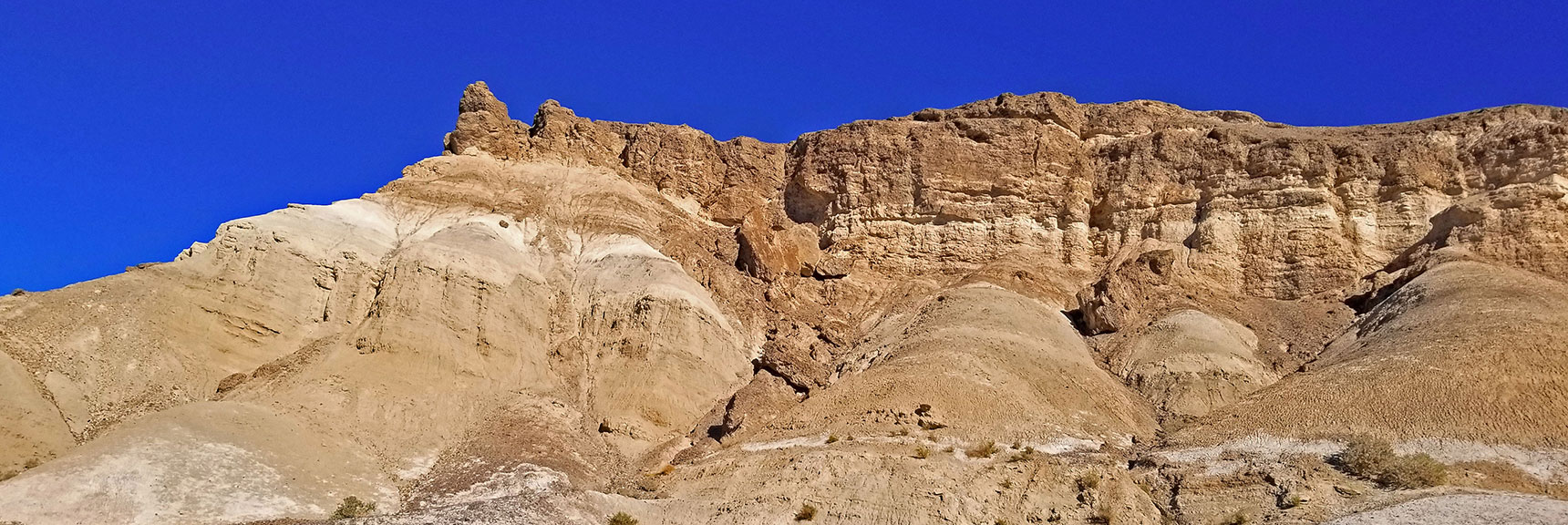 Arrival at Table Rock. Scary Cliff Approach Up Gully, Then Skirt Headwall Left to Arrive at Summit Opening | Tea House & Table Rock Circuit | Furnace Creek | Death Valley National Park, California