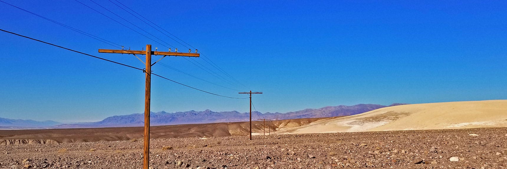 Old Power Lines. Note the Antique Glass Powerline Insulators. | Tea House & Table Rock Circuit | Furnace Creek | Death Valley National Park, California