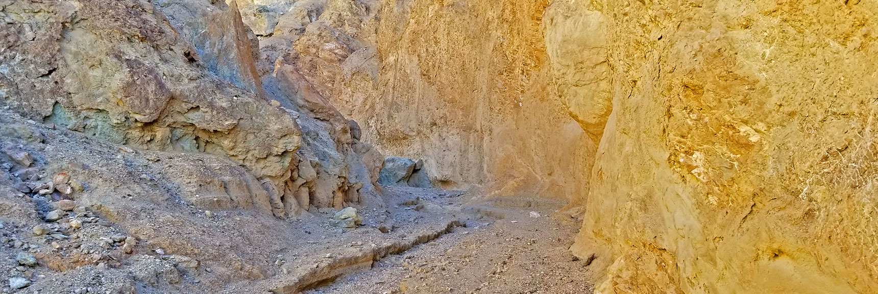 Continuing up 2nd Dip Canyon Above the Dry Waterfall. 40ft High Vertical Walls to Right | Artists Drive Hidden Canyon Hikes | Death Valley National Park, California