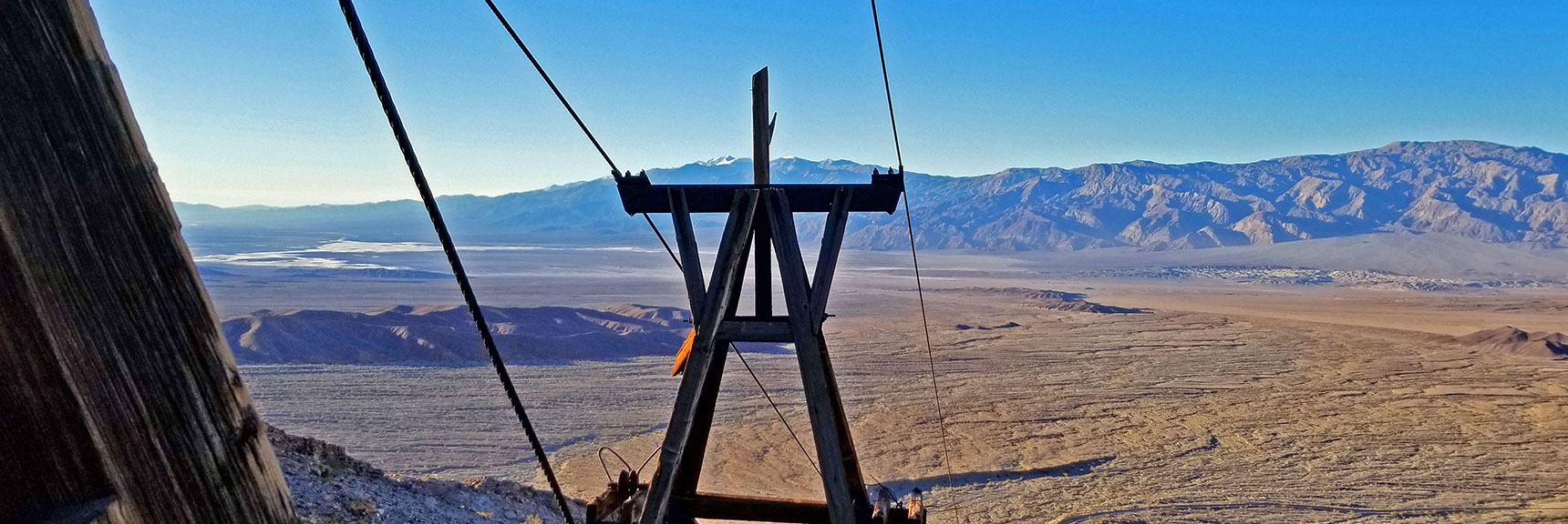 Aerial Tram's Tower with Panamint Range Background | Keane Wonder Mine | Death Valley National Park, Californi