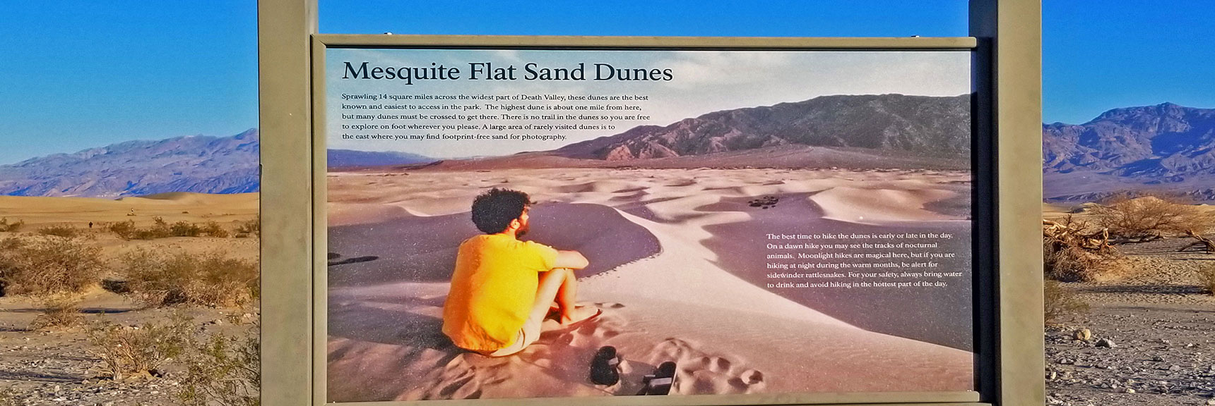 Interpretive Sign at the Sand Dunes | Mesquite Sand Dunes Sunrise | Death Valley National Park, California