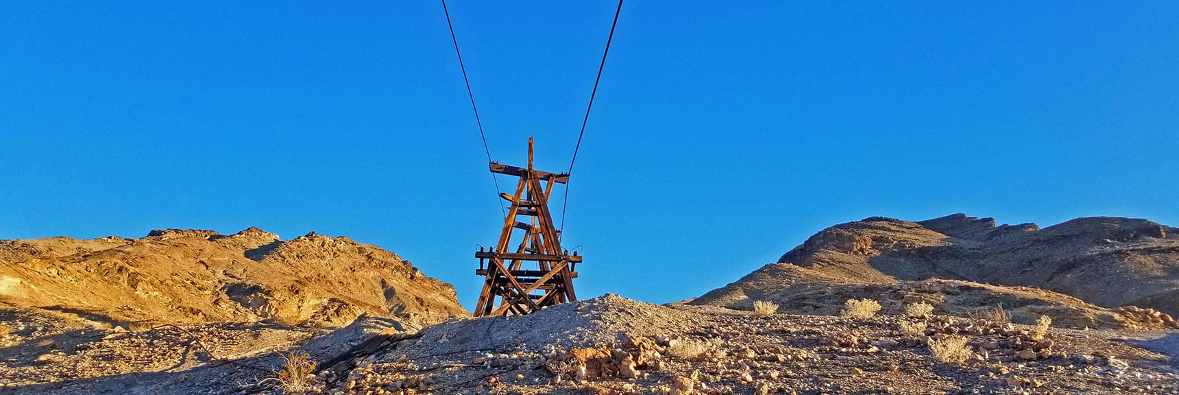 Aerial Tram Towers Continuing Upward | Keane Wonder Mine | Death Valley National Park, California