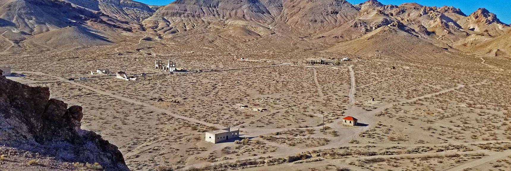 Aerial View of Rhyolite from Hill Above | Rhyolite Ghost Town | Death Valley Area, Nevada