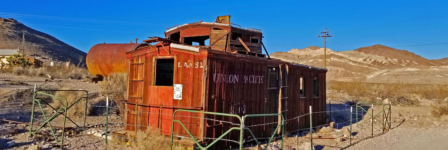 Caboose House at Train Depot - Recently a Gas Station | Rhyolite Ghost Town | Death Valley Area, Nevada