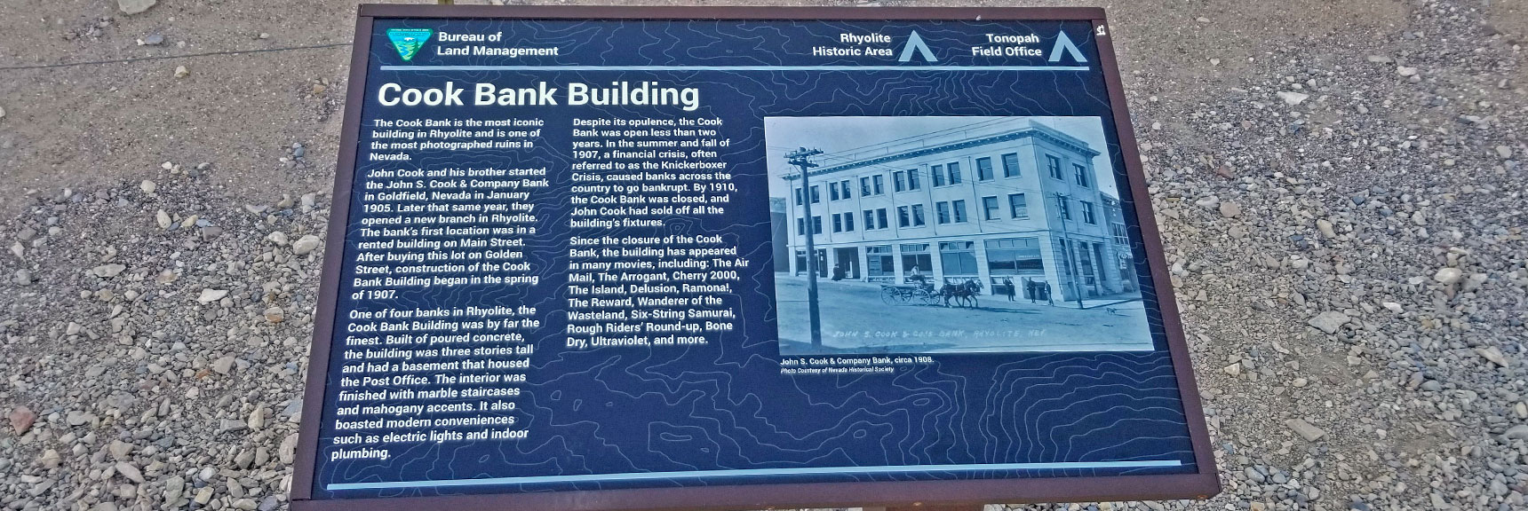 Cook Bank Building Interpretive Sign | Rhyolite Ghost Town | Death Valley Area, Nevada