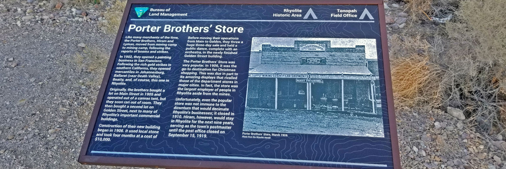 Porter Brothers' Store Interpretive Sign | Rhyolite Ghost Town | Death Valley Area, Nevada