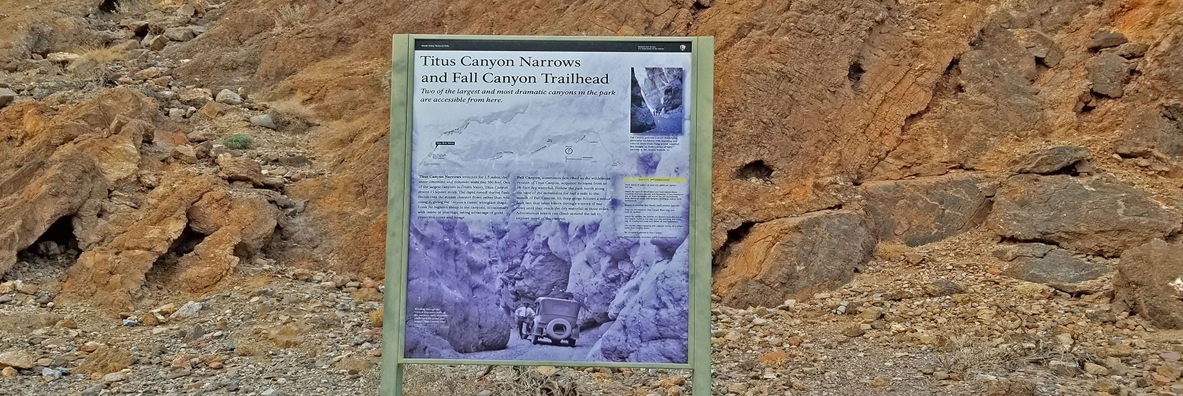 Interpretive Sign at Titus Canyon Lower Opening and Parking Area. | Titus Canyon Grand Loop by Mountain Bike | Death Valley National Park, California