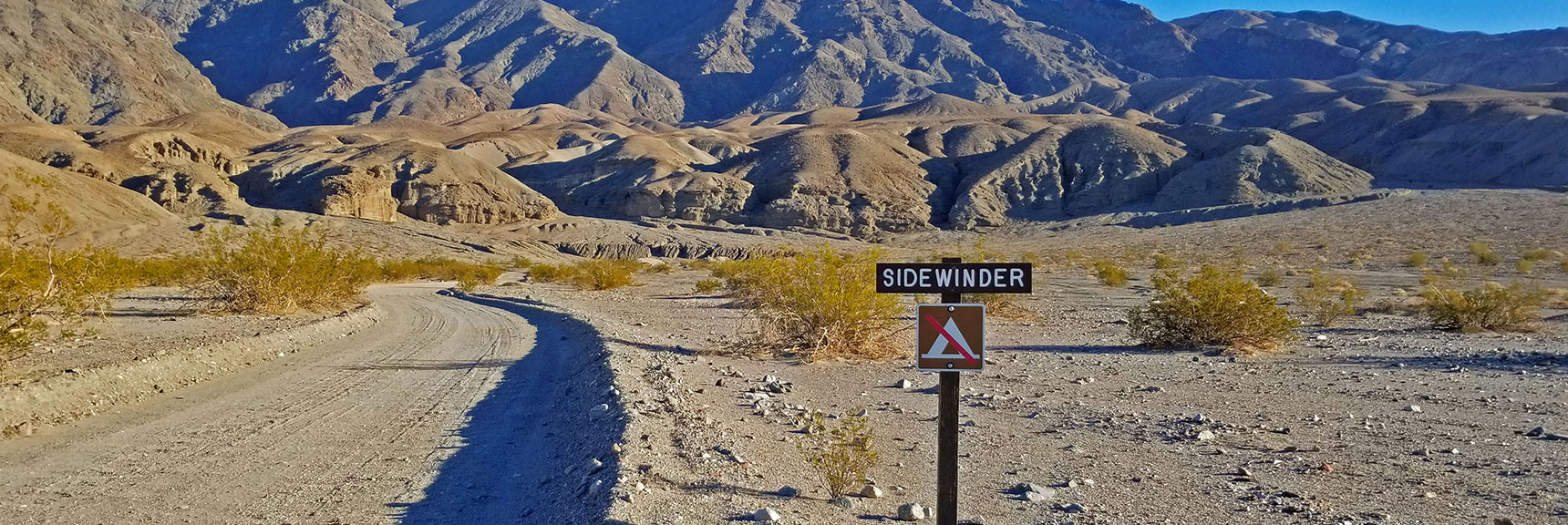 Entrance to 1000ft Approach Road Off Mile 31.5 on Badwater Road | Sidewinder Canyon | Death Valley National Park, California