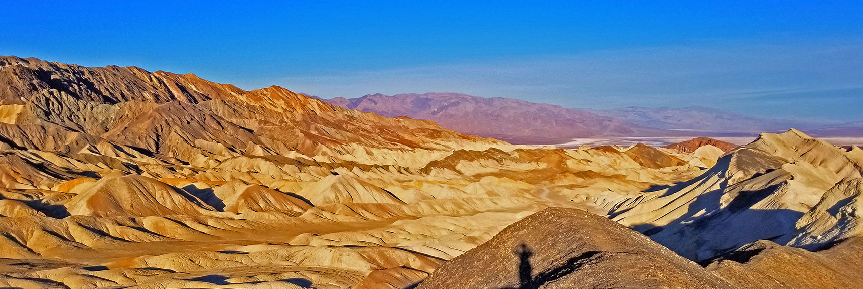 View Northwest Beyond Canyon to Death Valley and Panamint Range. | Twenty Mule Team Canyon | Death Valley National Park, California