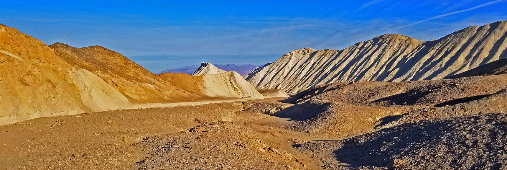 Winding Through the Badlands Toward Canyon Entrance Just Above Zabriskie Point. | Twenty Mule Team Canyon | Death Valley National Park, California