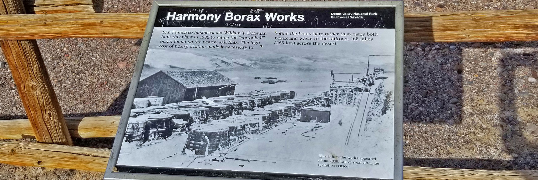 Historic Photo of Harmony Borax Works. | Twenty Mule Team Canyon | Death Valley National Park, California