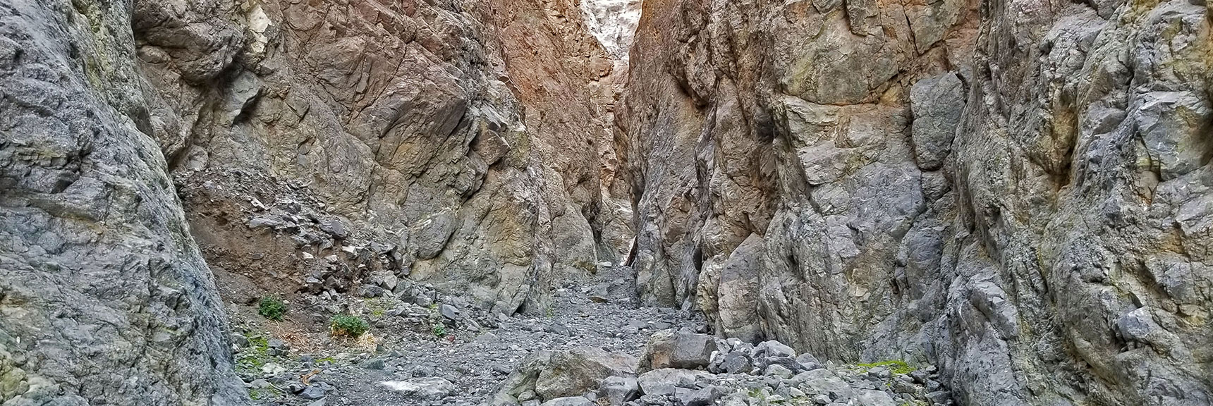 Nearing the High Cliff Barrier and Waterfall in Willow Canyon. | Willow Canyon | Death Valley National Park, California