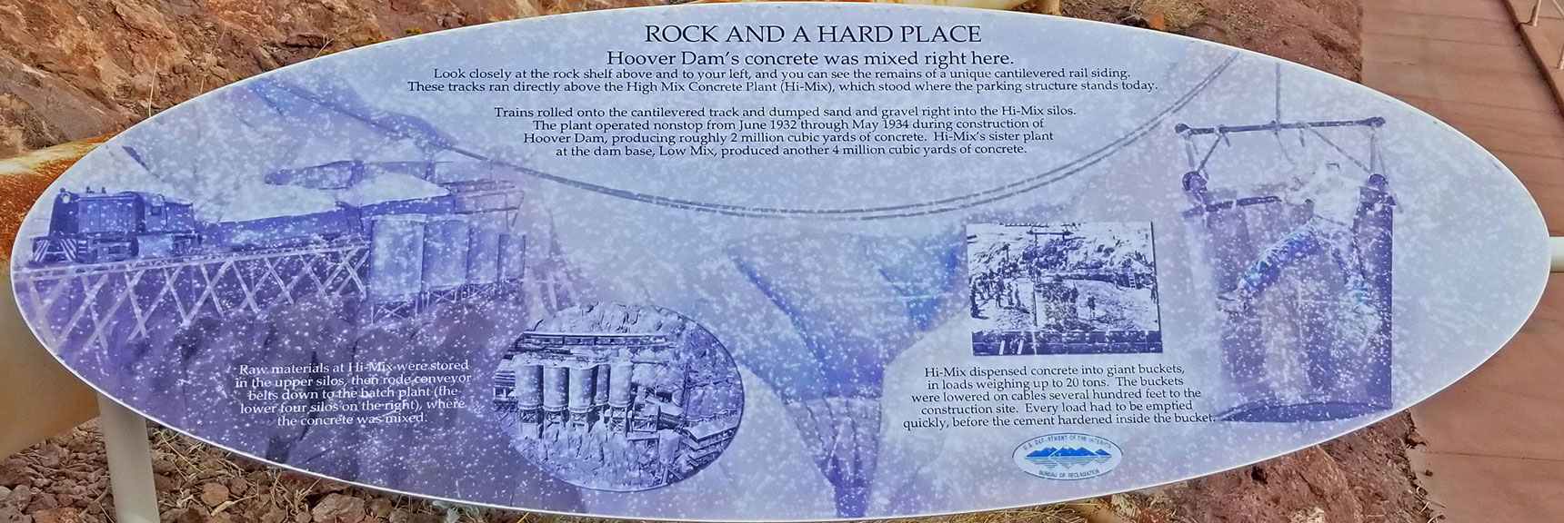 Interpretive Sign Describing the Concrete Mixing Operation | Historic Railroad Trail | Lake Mead National Recreation Area, Nevada