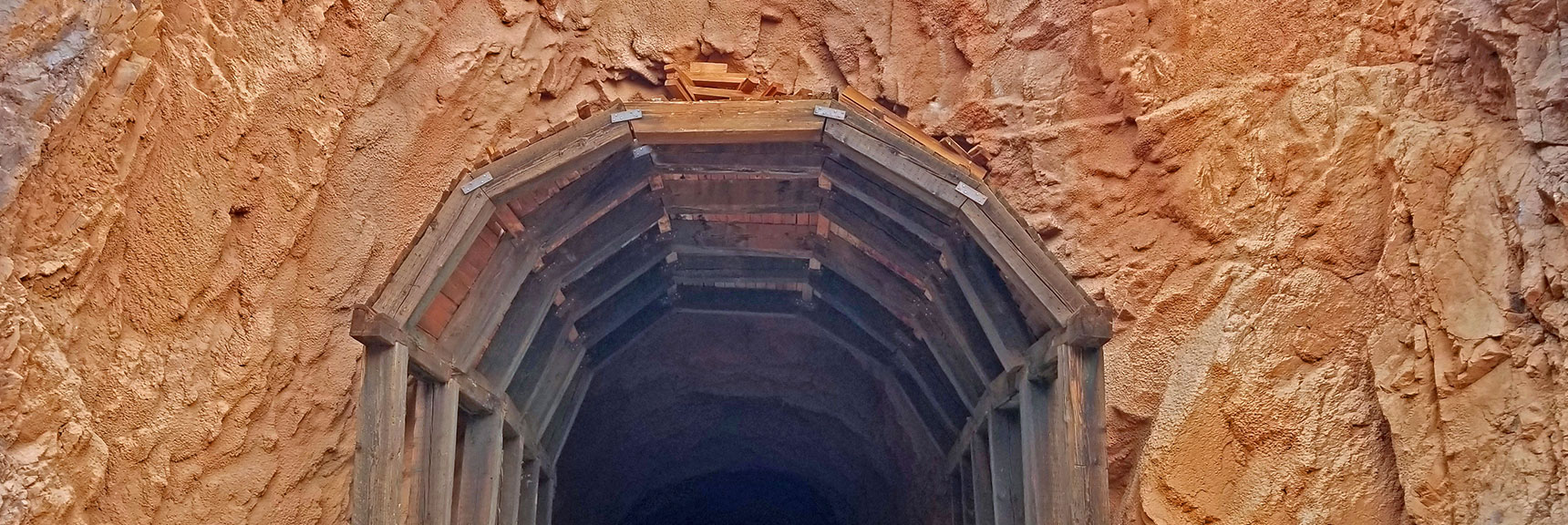 Timber Support Beams in the Tunnels. Burned and Replaced in 1990 | Historic Railroad Trail | Lake Mead National Recreation Area, Nevada