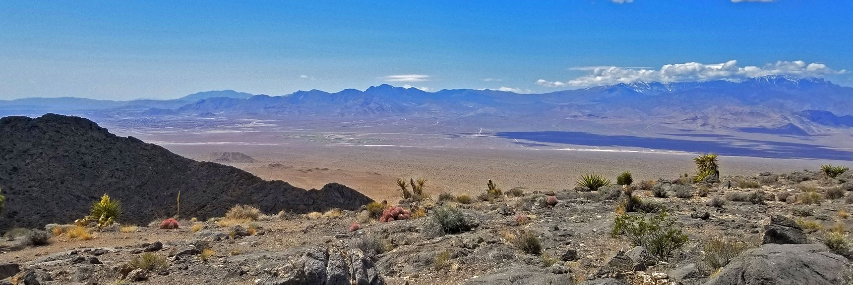 View Toward La Madre Mountains Wilderness, Potosi Mountain and NW Las Vegas | Fossil Ridge End to End | Sheep Range | Desert National Wildlife Refuge, Nevada