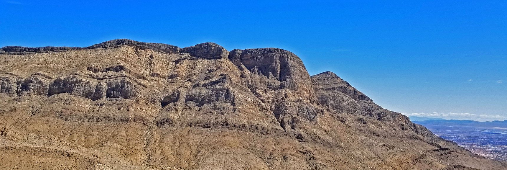 Larger View of Cliffs from Opposite Ridge | Little La Madre Mt, Little El Padre Mt, Little Burnt Peak | Near La Madre Mountains Wilderness, Nevada