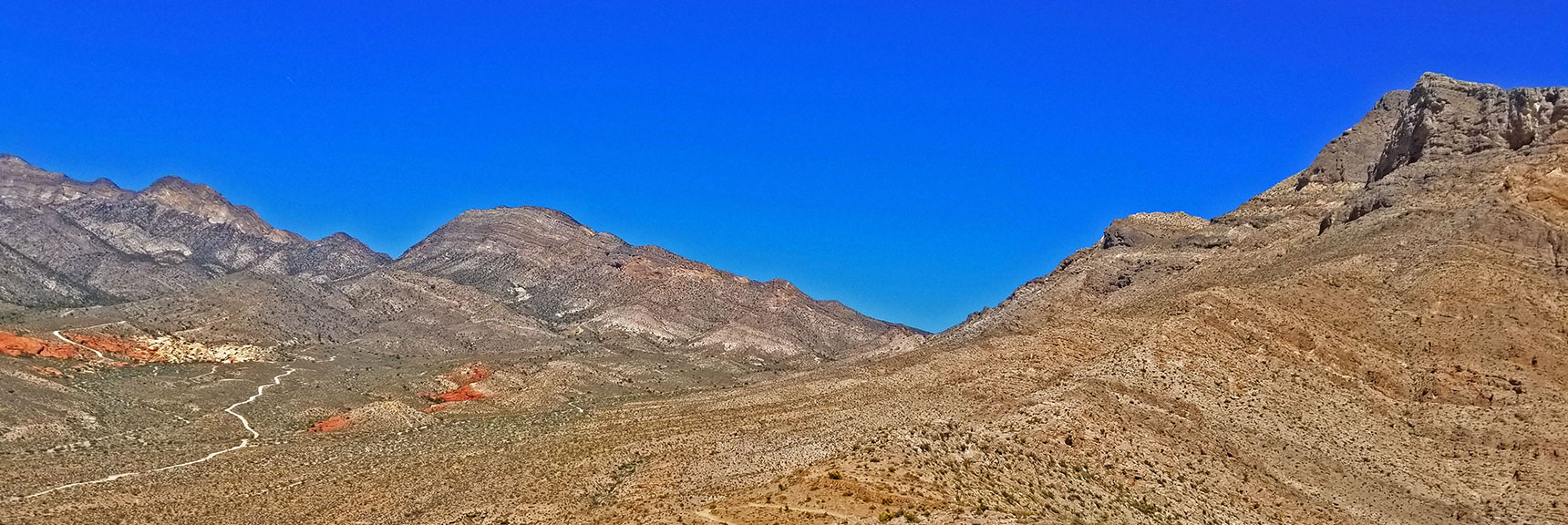 Topping the Ridge, View Up Canyon Toward La Madre Pass Area | Little La Madre Mt, Little El Padre Mt, Little Burnt Peak | Near La Madre Mountains Wilderness, Nevada