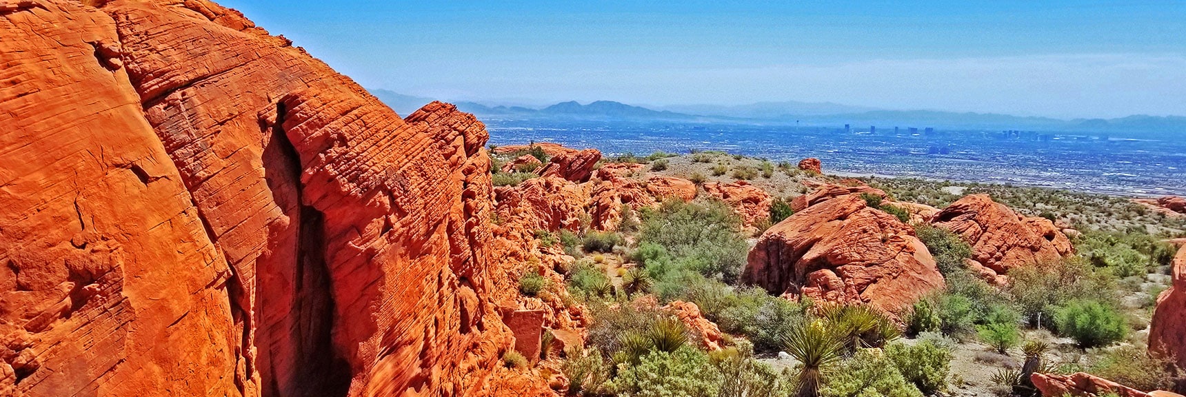 View Toward Las Vegas Strip, Frenchman Mt. in Background (left) | Little Red Rock Las Vegas, Nevada, Near La Madre Mountains Wilderness