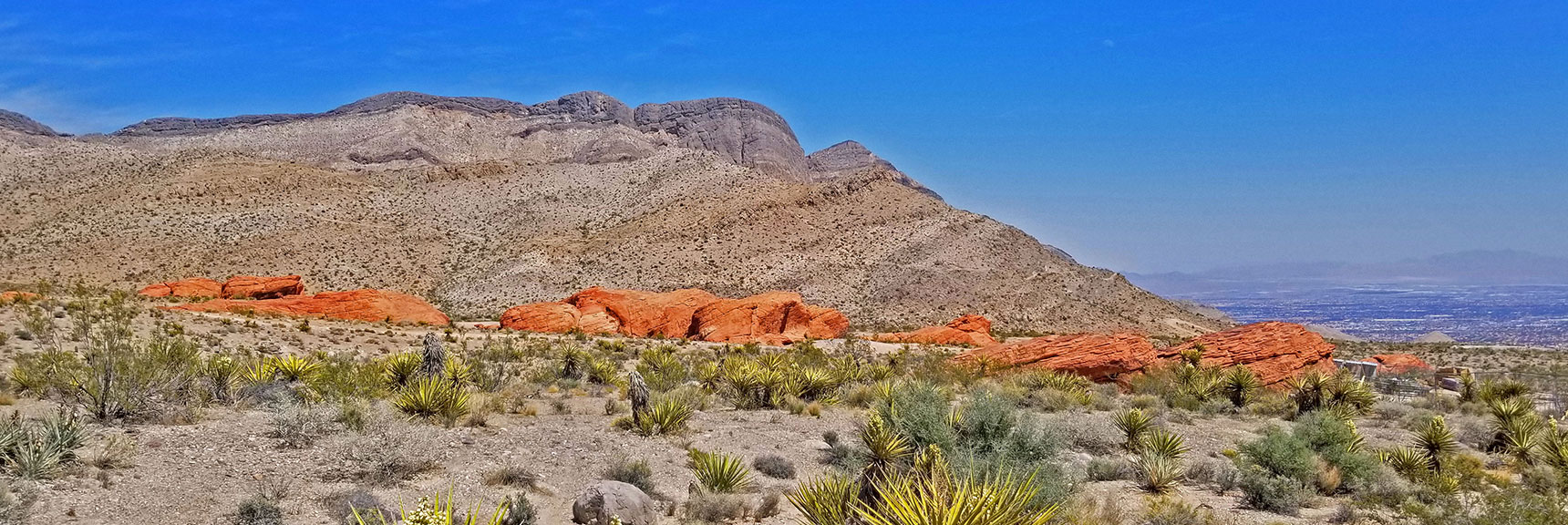 View Toward Starting Point at Lower Right Side of Ridge Ahead | Little Red Rock Las Vegas, Nevada, Near La Madre Mountains Wilderness