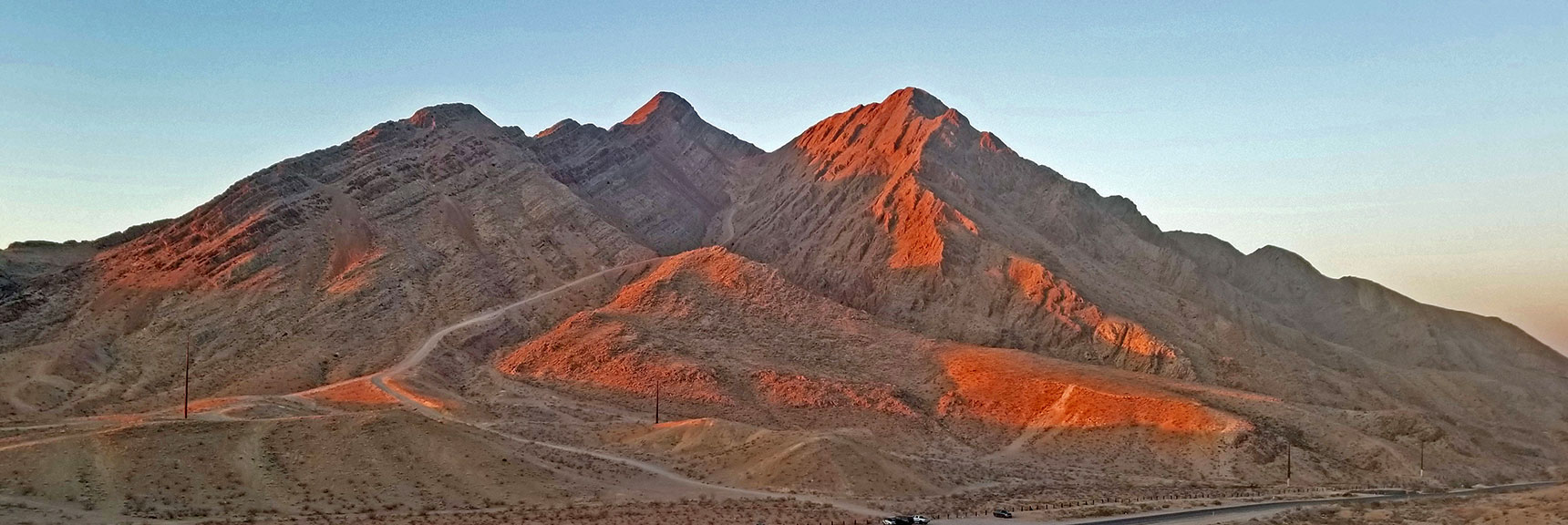 Frenchman Mt. Sunrise Viewed from Saddle on Trail Toward Sunrise Mountain | Sunrise Mountain, Las Vegas, Nevada