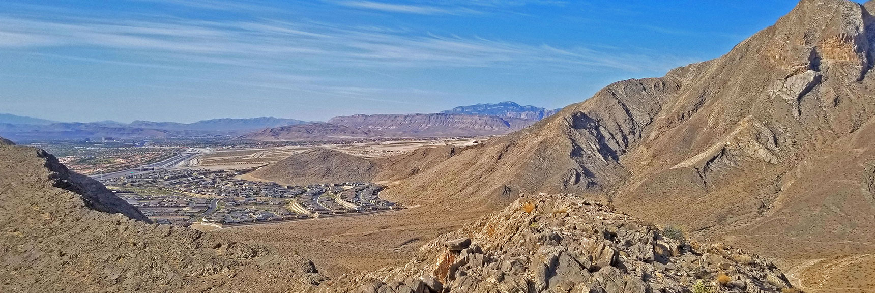 View Southwest from Cheyenne Mt. Summit Ridge to Blue Diamond Mt and Potosi Mt | Cheyenne Mountain | Las Vegas, Nevada