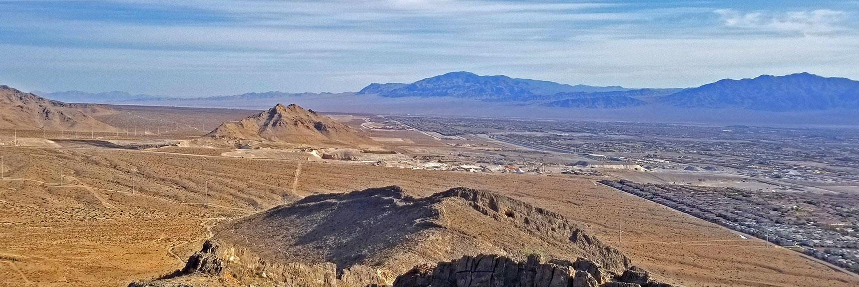 View North Down Cheyenne Mt. Summit Ridge To Sheep Range, Fossil Ridge and Gass Peak | Cheyenne Mountain | Las Vegas, Nevada