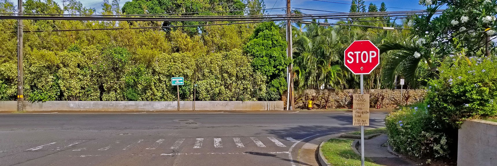 Turned Left onto Akahele St to Cross Honoapiilani Hwy | Hidden Hills and Jungle Above Kahana in West Maui, Hawaii