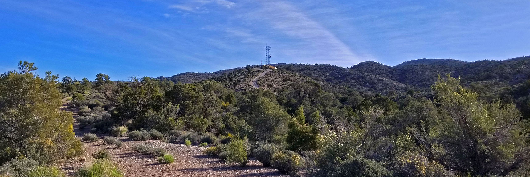 Around the Corner the Communications Tower Marks True Trailhead Beginning | Windy Peak | Rainbow Mountain Wilderness, Nevada