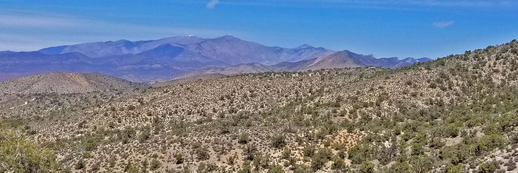 Returning to Mountain Springs Trailhead. Griffith Peak Saddle to Harris Mt. Marks Upper Lovell Canyon | Windy Peak | Rainbow Mountain Wilderness, Nevada