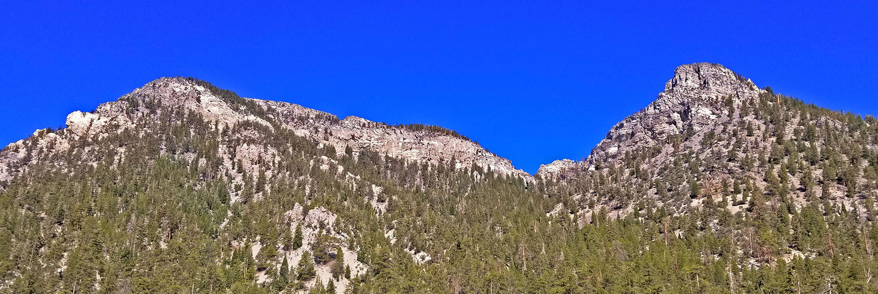Sisters South (Left), Sisters North (Right) and Saddle Between | Black Rock Sister | Mt Charleston Wilderness | Lee Canyon | Spring Mountains, Nevada