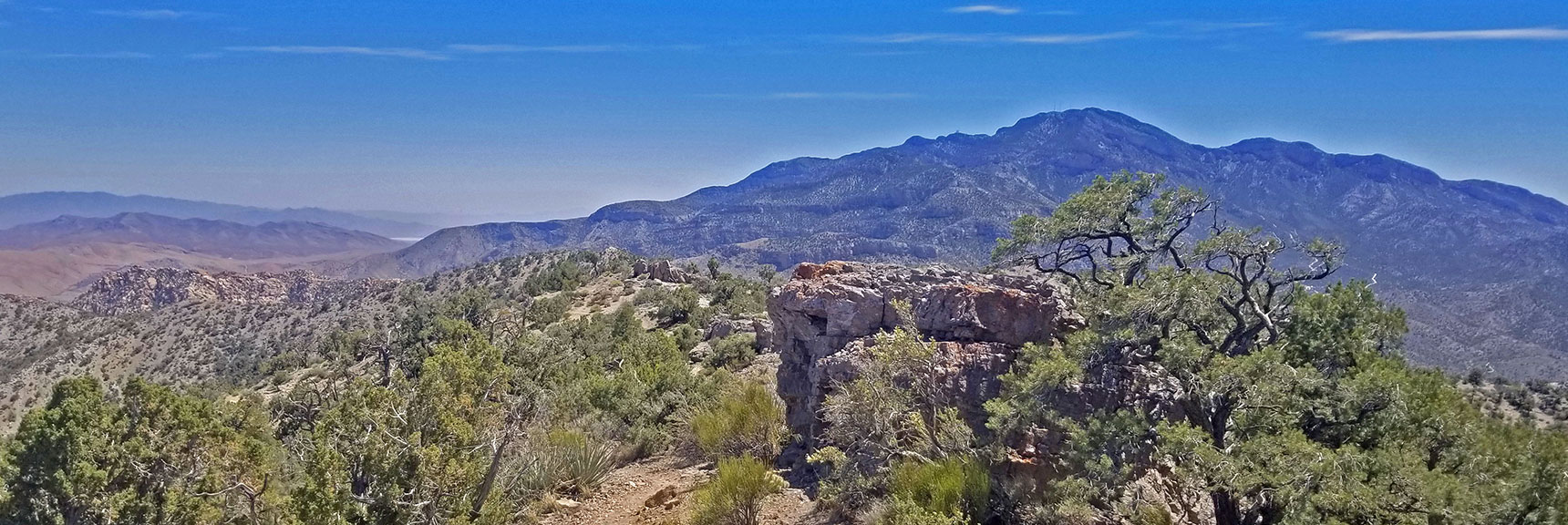 View South Along Ridgeline to Potosi Mt. South Peak Visible | Rainbow Mountains Upper Crest Ridge, Nevada