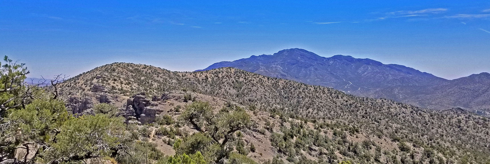 View South Across Ridgeline to Potosi Mountain | Rainbow Mountains Upper Crest Ridge, Nevada