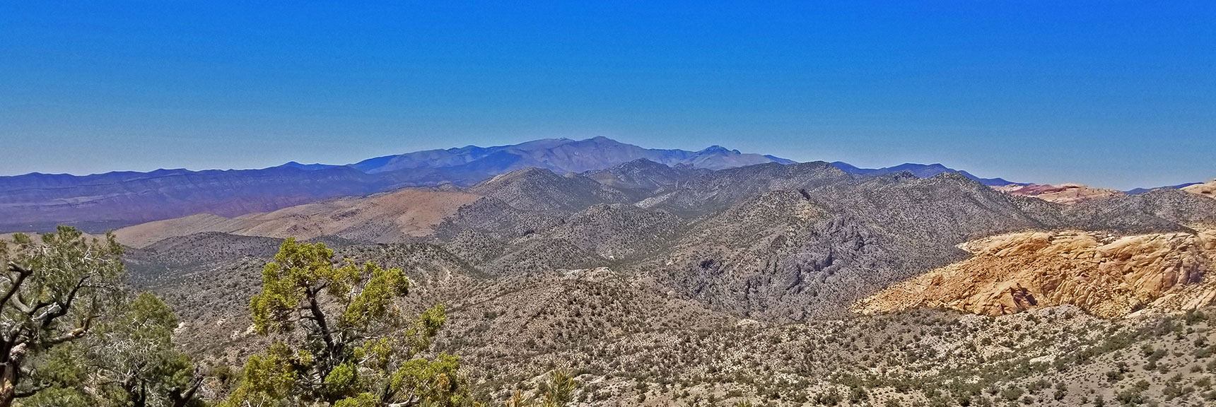 View Northwest from Ridgeline to Mt. Charleston Wilderness in Far Background | Rainbow Mountains Upper Crest Ridge, Nevada