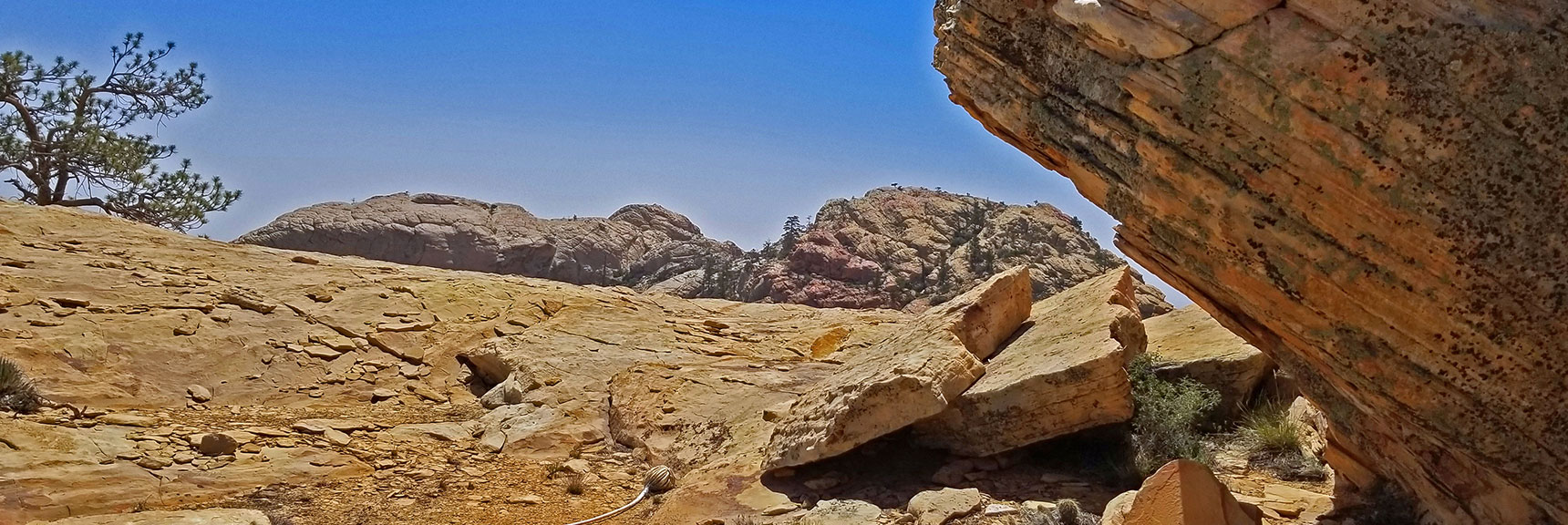 Arrival at the Jurassic Rock Area. Monument Peak on Left, Hidden Peak on Right. | Rainbow Mountains Upper Crest Ridge, Nevada