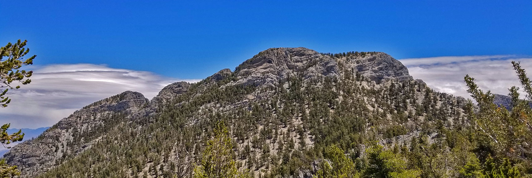 Sisters South (right) Sisters North (left) from Approach Ridge Above Old Mill Picnic Area | The Sisters South | Lee Canyon | Mt Charleston Wilderness | Spring Mountains, Nevada
