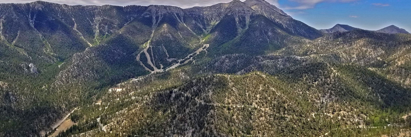 View Down into Upper Lee Canyon, Lower Bristlecone Pine Trail, Ski Runs | The Sisters South | Lee Canyon | Mt Charleston Wilderness | Spring Mountains, Nevada